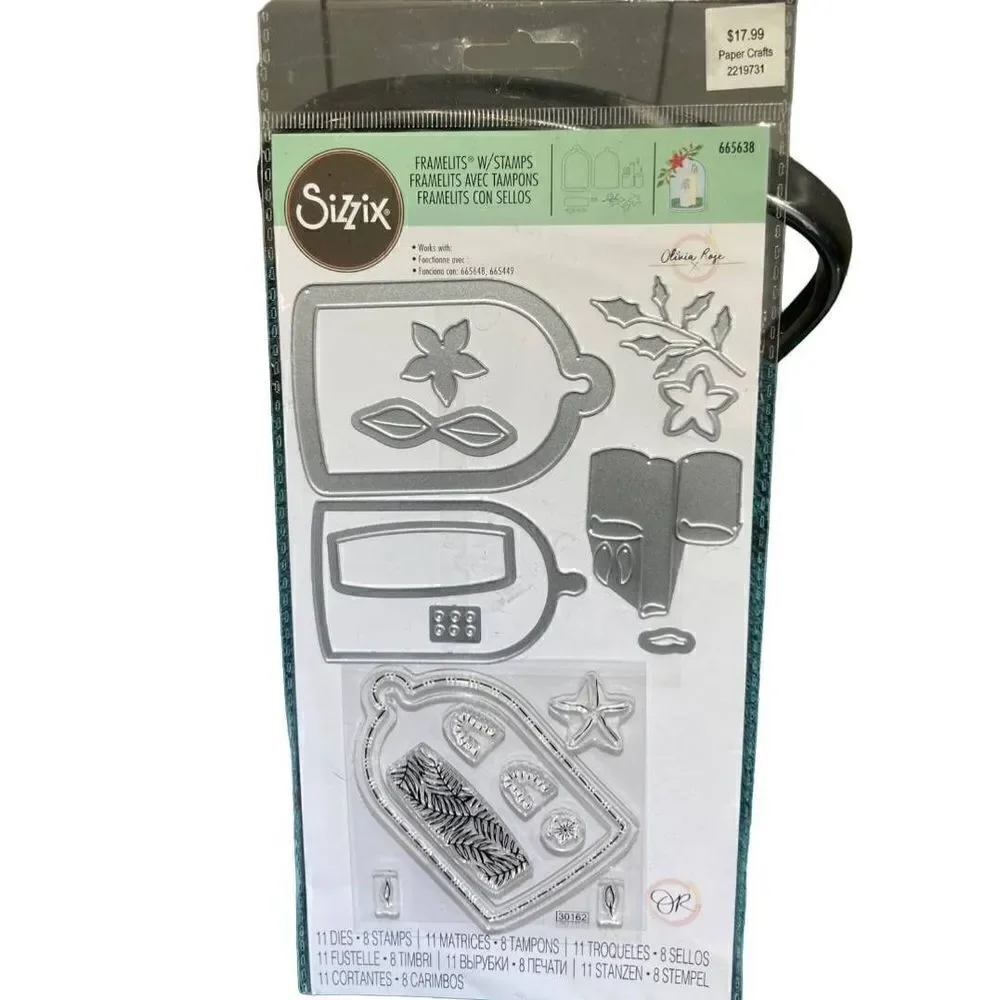 Sizzix Framelits w/Stamps Die Cutting Set-Candle Jar